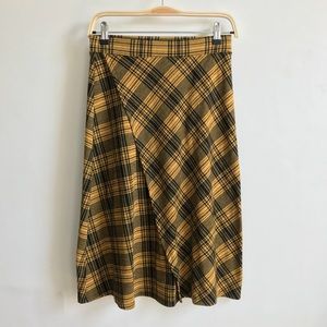 Zara yellow plaid spring summer skirt